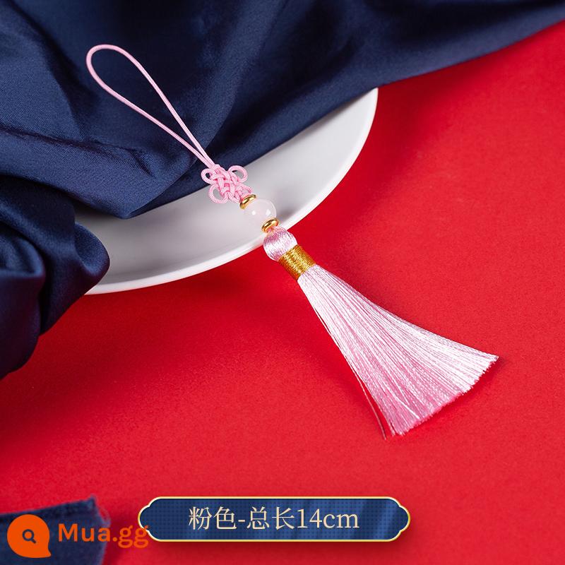 Trung Quốc thắt nút tua tua vòng tay mini mặt dây chuyền handmade tự làm bookmark màu đỏ treo tua phụ kiện chất liệu - [Gói 10] Tua Rua Đính Hạt Màu Hồng