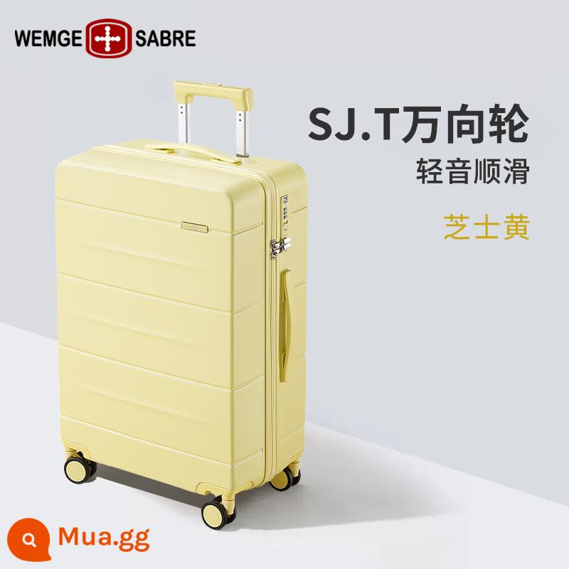 Quân đội Thụy Sĩ Dao mới vali nữ 20 inch xe đẩy Ốp lưng bánh xe đa năng im lặng lên máy bay vali vali mật khẩu hộp - Màu vàng phô mai (phiên bản cổ điển của bánh xe vạn năng Tubo của Mỹ)