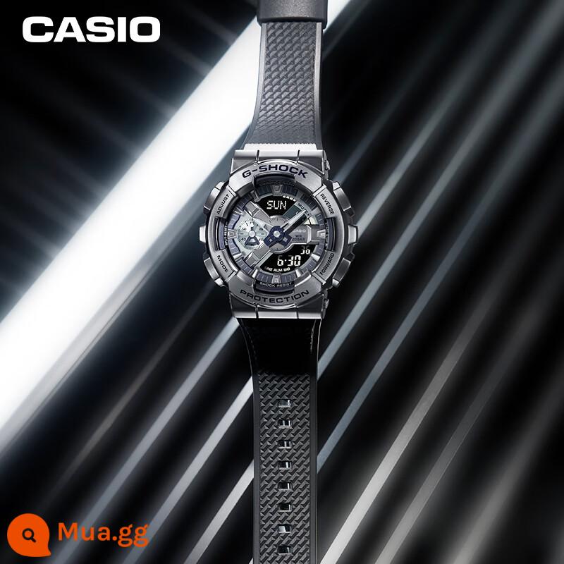 Đồng hồ CASIO nam gshock dây kim loại thể thao xu hướng thần biển tim thép giới hạn đồng hồ nam GM-110 - GM-110BB-1APR đi kèm bộ súng fascia + loa Xiaodu