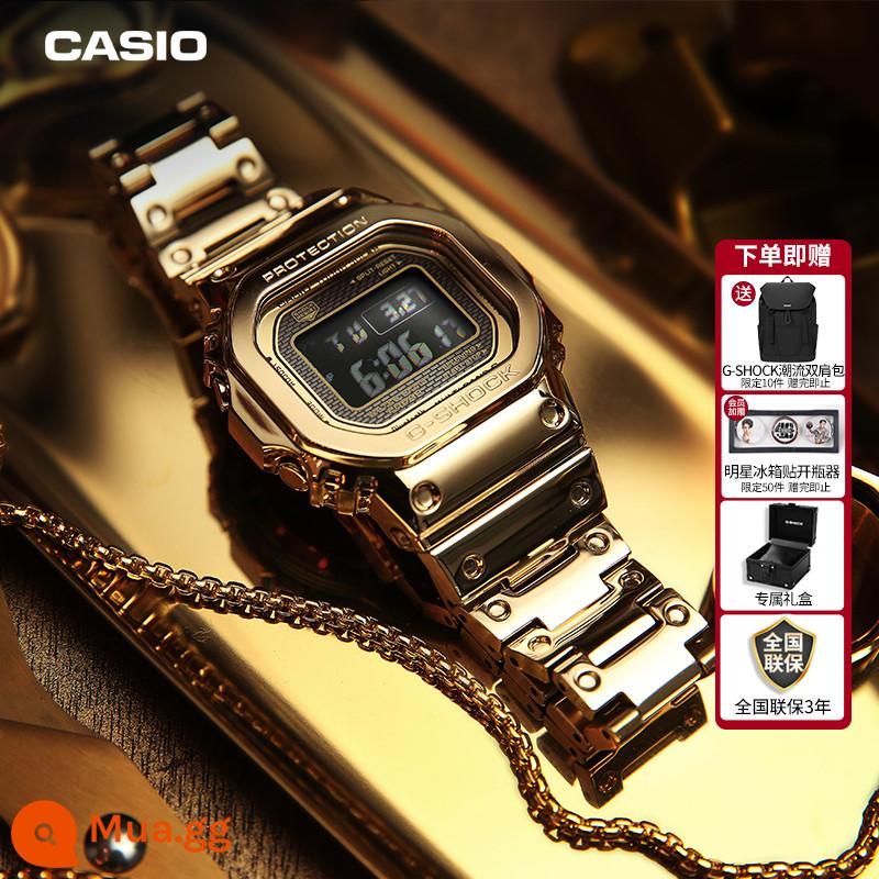 Đồng hồ CASIO nam nhỏ vàng nugget bạc nugget chính hãng vàng gạch kỷ niệm 35 năm kim loại vuông nhỏ GMW-B5000 - [Vàng cốm cổ điển] Mẫu hộp quà giới hạn GMW-B5000GD-9PRT