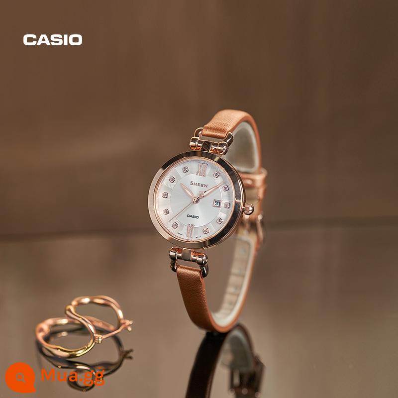 Đồng hồ CASIO nữ ánh sáng thời trang thích hợp ánh sáng sang trọng đơn giản khí chất đồng hồ thạch anh nữ vàng nhỏ 4539/4540 - 15.SHE-4536PGL-7BUPR hộp quà cỏ bốn lá miễn phí