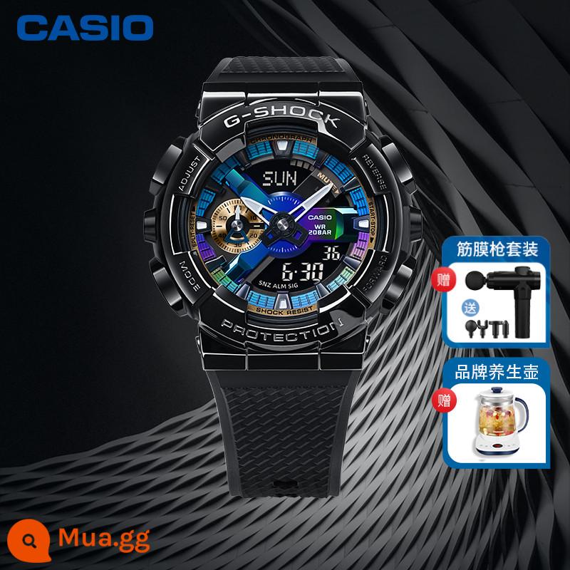 Đồng hồ CASIO nam gshock ánh sáng kiên cường dập tắt cầu vồng Poseidon kim loại thép trái tim bóng tối gm110b - 2.GM-110B-1APR đi kèm bộ súng fascia miễn phí + bình máu hàng hiệu