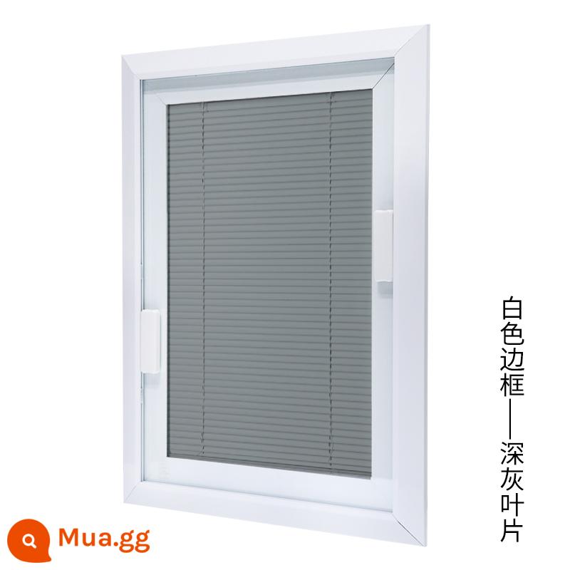 LOUVER LOUVER ALUMINUM Hợp kim được xây dựng -Trong một cửa kính bằng kính phòng trang điểm văn phòng trang điểm mở cửa rèm cửa - Khung trắng-lá xám đậm