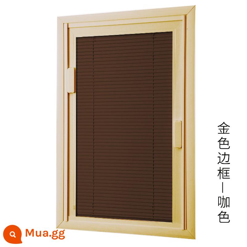 LOUVER LOUVER ALUMINUM Hợp kim được xây dựng -Trong một cửa kính bằng kính phòng trang điểm văn phòng trang điểm mở cửa rèm cửa - Lá khung vàng nâu