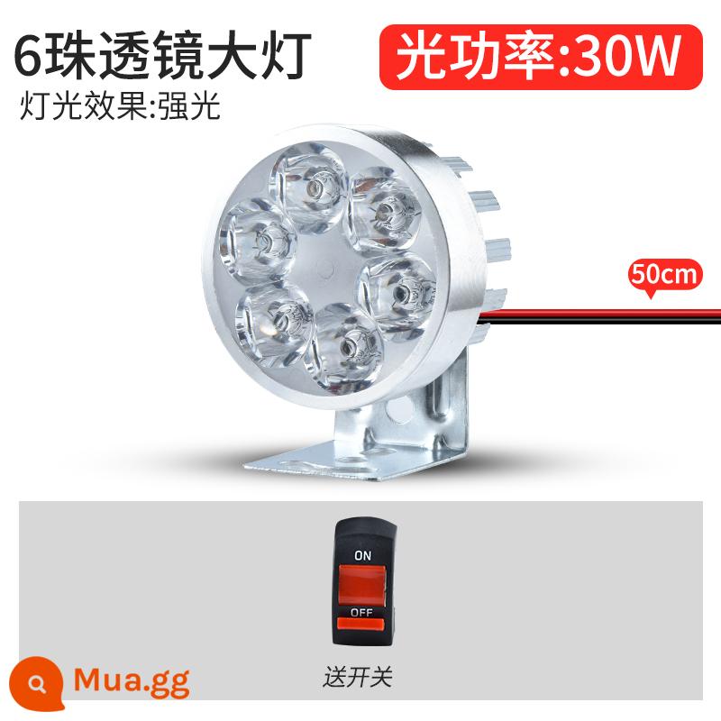 Xe điện đèn pha LED siêu sáng sáng 48v60v96 chống nước đa năng bên ngoài sửa đổi xe máy 12v đèn pha - Đèn LED phòng khách 6 hạt + vít công tắc