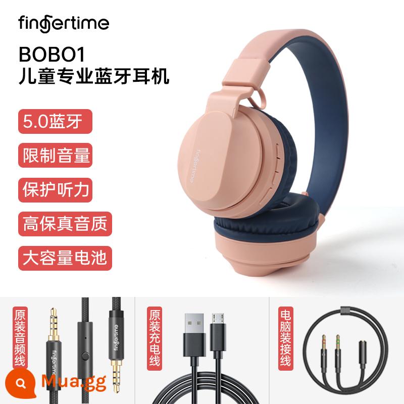 Tai nghe Bluetooth không dây dành cho trẻ em Mạng lưới sinh viên Học tập Tiếng Anh Máy tính đặc biệt với lúa mì với micrô dòng - Công chúa màu hồng + hộp đựng