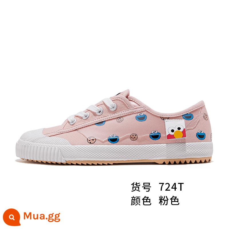 feiyue/feiyue×Sesame Street chung giày vải giày nữ mùa xuân tất cả các trận đấu giày thường 724 - Hồng