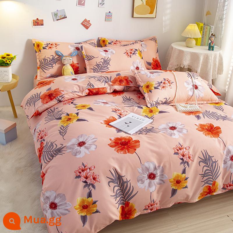 Phong Cách Bắc Âu Iing Bộ 4 Cotton Nguyên Chất Dày 100 Vỏ Chăn Giường Ký Túc Xá Sinh Viên Chần Gòn 3 Giường - Yingying hoa JG đảo ngược