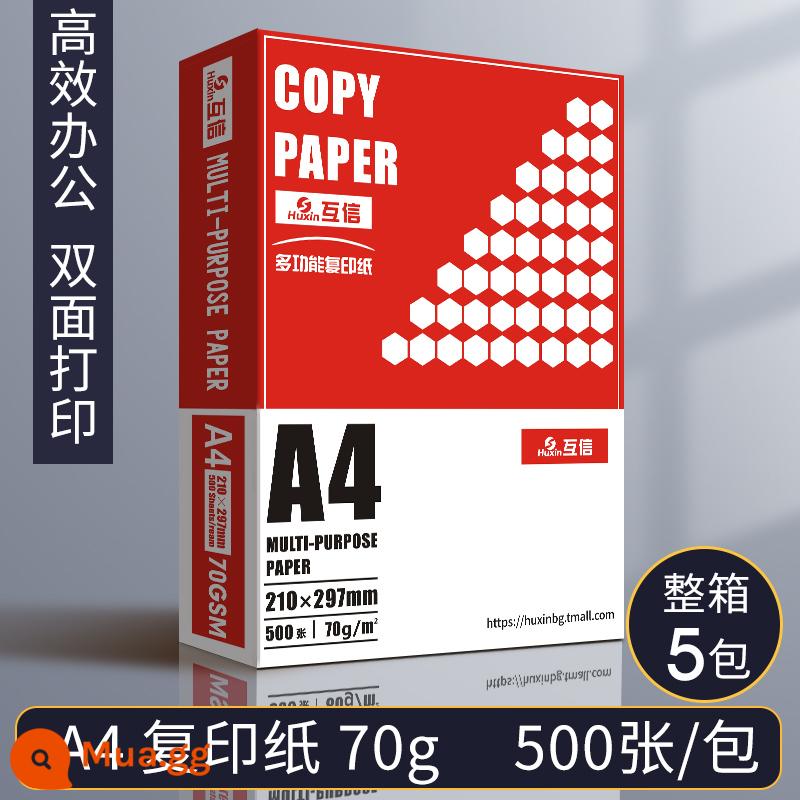 Tin tưởng lẫn nhau Giấy photocopy A4 giấy photocopy 70g túi đeo vai 500 tờ đồ dùng văn phòng a4 in giấy trắng một gói giấy trắng in a4 80g miễn phí vận chuyển Giấy A5 giấy nháp sinh viên giấy trắng giấy a3 cả hộp bán buôn - Nguyên hộp 5 gói A4-70g/bao đỏ [500 tờ/gói]