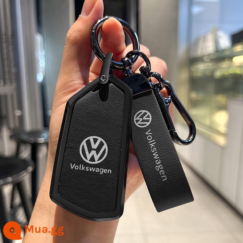 Thích hợp cho chìa khóa Volkswagen Sagitar Bora Magotan golf TiguanL xe Passat Lavida CC vỏ khóa - Vỏ đơn màu đen phong cách C + móc khóa