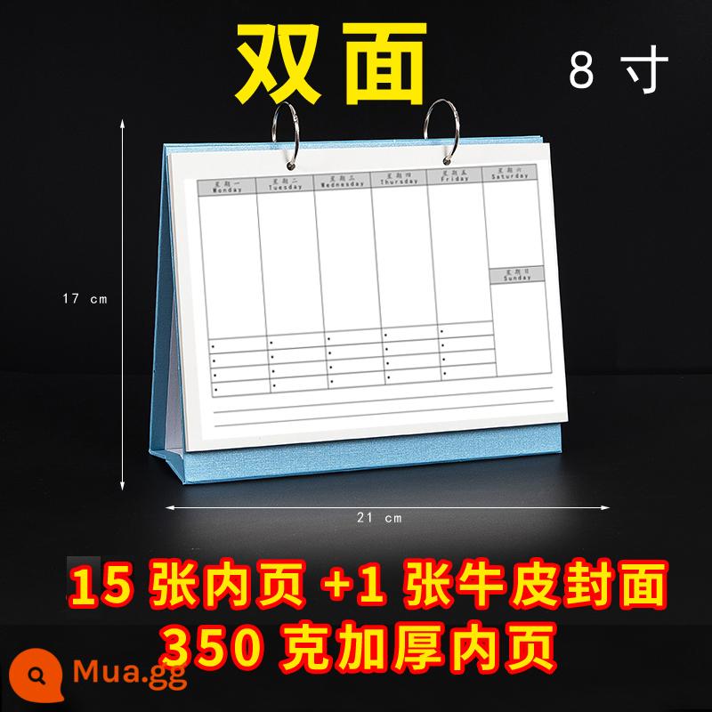 Lịch để bàn trống lịch thủ công tiểu học cuộc sống trang DIY hàng năm lịch vẽ tay lưới bán thành phẩm nguyên liệu sản xuất - Mẫu màu xanh lam (hàng tuần) gói 15+1 hai mặt dày 350g các trang bên trong