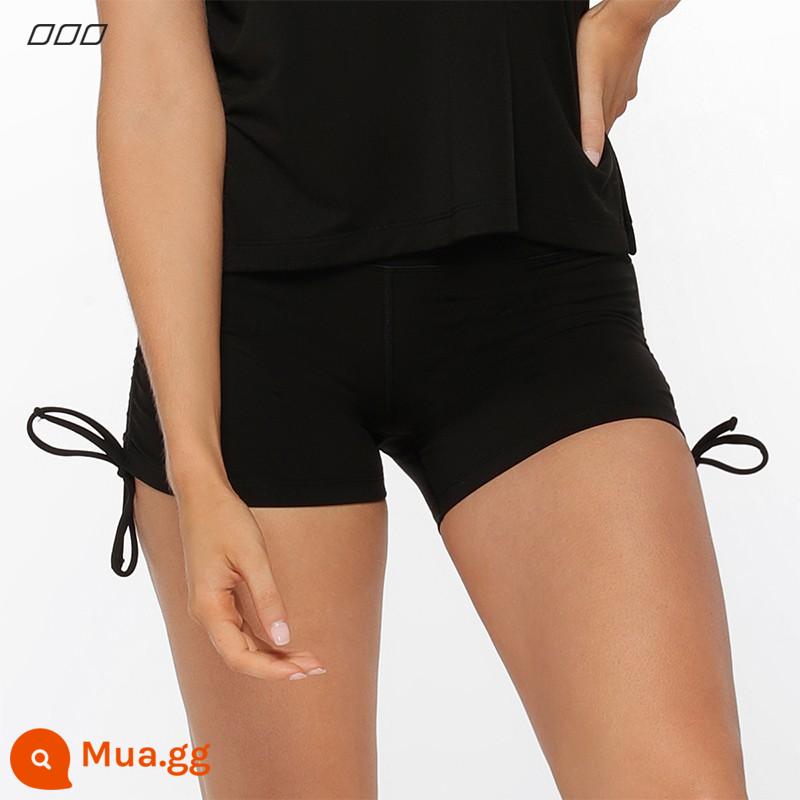 Lorna Jane Cao Cấp Hông Nâng Bụng Dây Rút Rouched Độ Đàn Hồi Cao Chặt Thể Dục Quần Short Thể Thao Nữ - Màu đen cổ điển