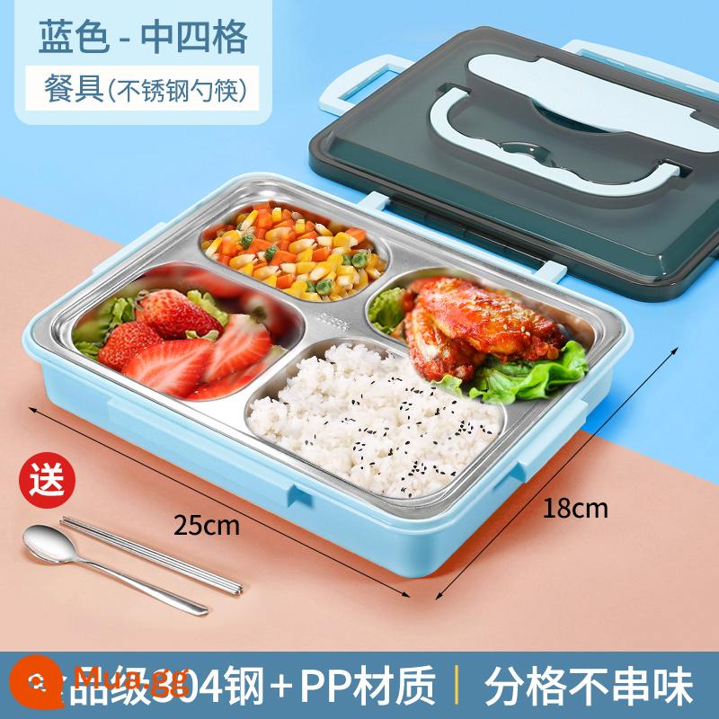 Bảo quản tươi và cách nhiệt Bento Box Box Công nhân Hộp sưởi Hộp ăn trưa của sinh viên Đặt lò vi sóng tách thức ăn nhanh - Món Vừa "Đặc Biệt Hôm Nay" - 4 Đĩa Màu Xanh (Bộ Đồ Ăn Miễn Phí)