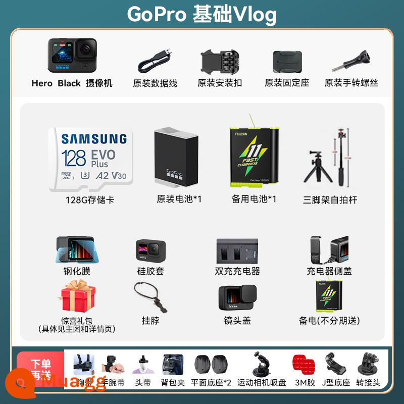 Flagship Store GoPro11/10 Camera Thể Thao Chống Nước Chống Rung Cưỡi Video Trực Tiếp Trượt Tuyết Selfie Cực Chó 9 - Tư vấn gói VLOG cơ bản GoPro giảm giá 3 pin