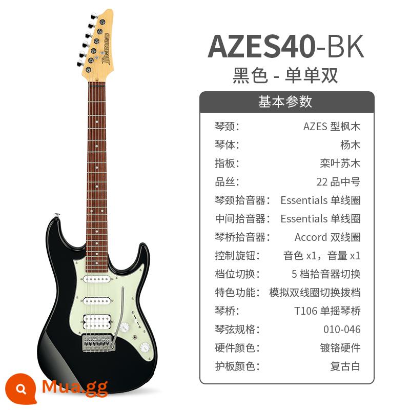 Ibanez Ibanna đàn guitar điện grx40 azes40 31 GRG lắc đơn cho người mới bắt đầu mục nâng cao - AZES40 màu đen nửa đêm (đơn đơn đôi/lắc đơn)