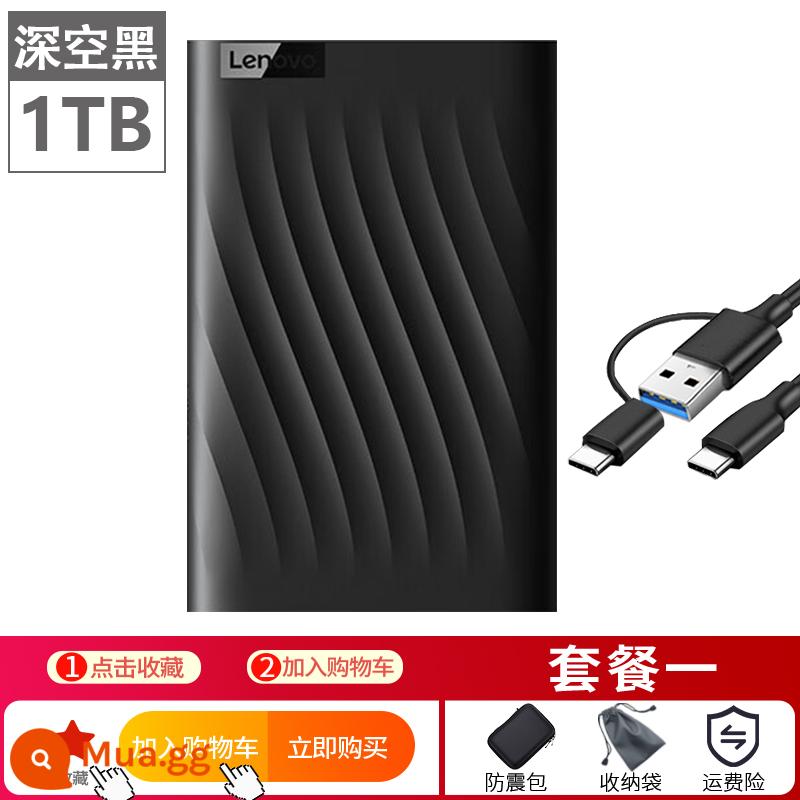 Ổ cứng di động Lenovo F309 Pro 1T cơ gắn ngoài USB3.0 bộ nhớ flash tốc độ cao dung lượng lớn 2T mỏng nhẹ - 1TB[F309 Lite Không gian Đen]