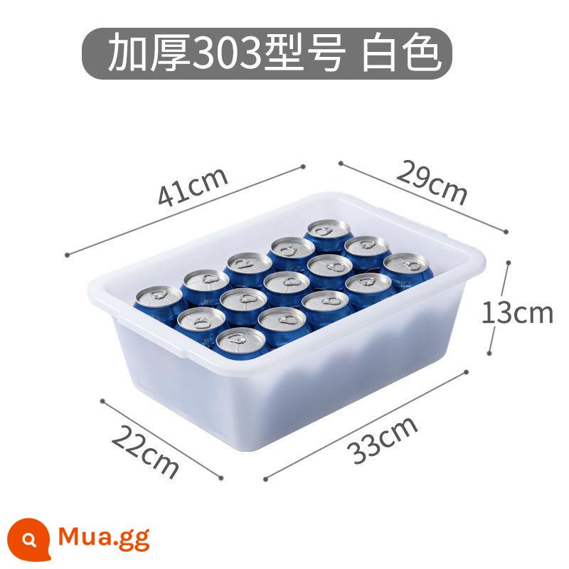 Dày không che trắng phòng ăn bát rổ nhà bếp hình chữ nhật hộp nhựa tủ đông lưu vực đá lưu trữ thực phẩm hộp - Trắng cực dày 303: 40*28*14