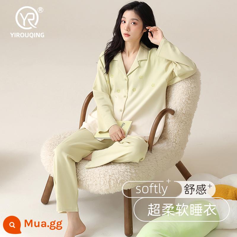 Bộ đồ ngủ cho nữ xuân thu 2023 mới cotton nguyên chất dài tay cỡ lớn kiểu công chúa có thể mặc bên ngoài quần áo ở nhà phù hợp với phong cách mỏng mùa thu - 20943