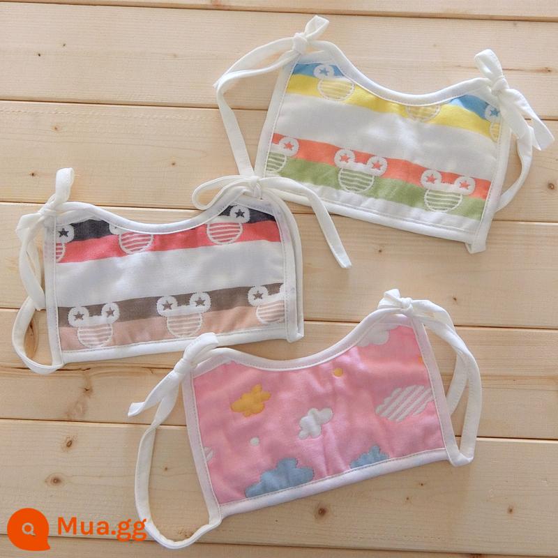 3 Gói Yếm Quai Vuông Cho Bé Sơ Sinh Nguyên Chất Cotton Dây Yếm Chống Thấm Nước Cho Bé Thắt Nước Bọt Khăn - Bộ 3 Yếm Chống Thấm Họa Tiết Mây Mickey Màu Vàng Và Đỏ