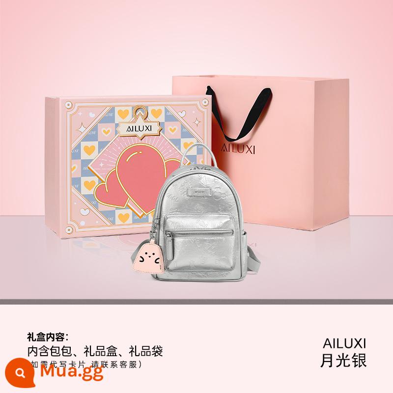 Túi Love Luxi Cho Nữ 2024 Thời Trang Mới Thiết Kế Ngách Dễ Thương Mua Sắm Ba Lô Nhỏ Ba Lô Nhỏ Đi Học - Phiên bản nhỏ Moonlight Silver [Phiên bản hộp quà tặng]