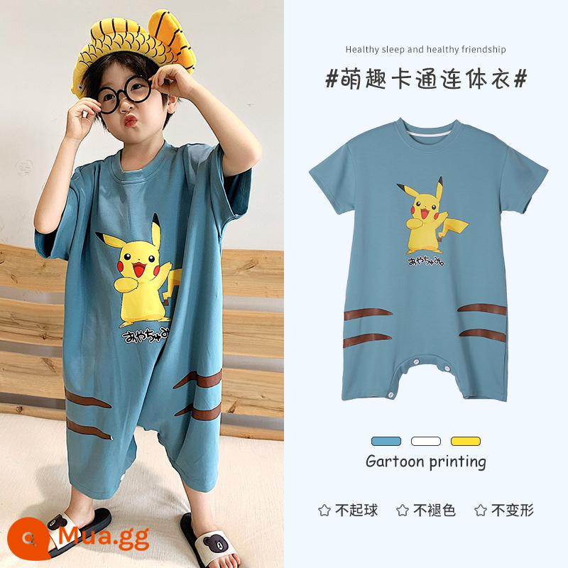 Bộ đồ ngủ trẻ em cotton nguyên chất chống đá chăn jumpsuit bé trai mùa hè mới cho bé điều hòa không khí quần áo thoáng khí nam kho báu quần áo gia đình - J191