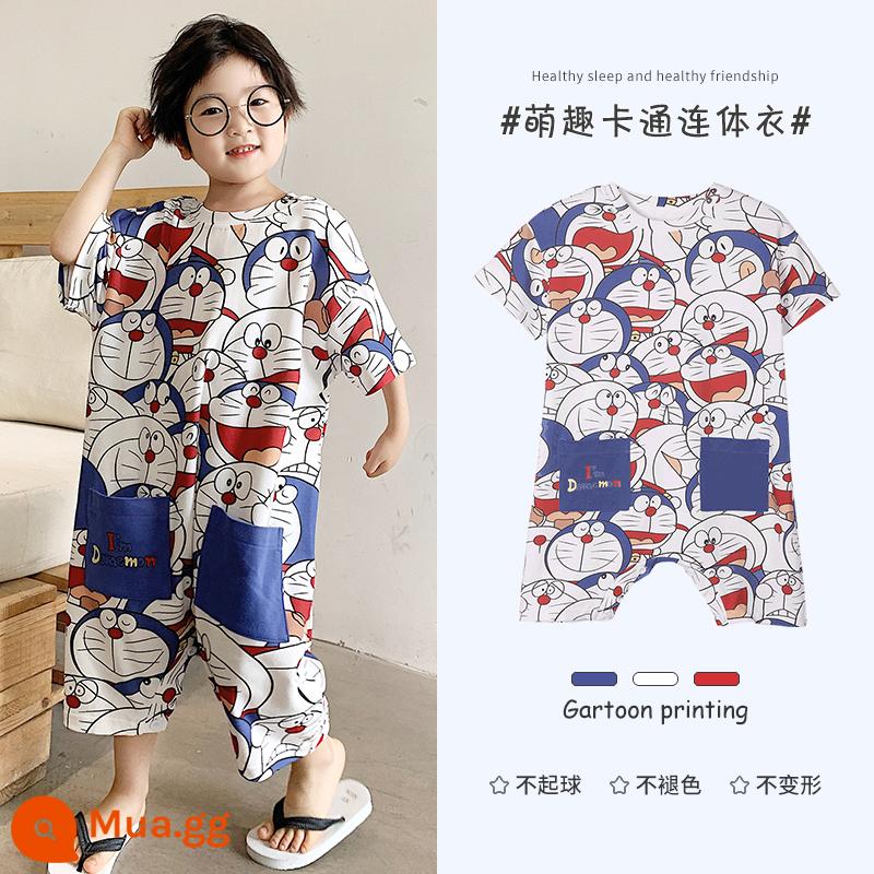 Bộ đồ ngủ trẻ em cotton nguyên chất chống đá chăn jumpsuit bé trai mùa hè mới cho bé điều hòa không khí quần áo thoáng khí nam kho báu quần áo gia đình - J197