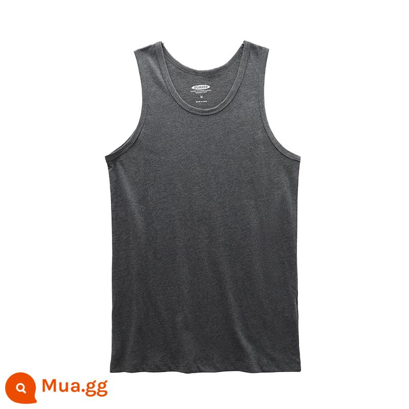 DUKEEN Mỹ cotton vest nam mùa hè áo khoác ngoài thể dục thể thao hạng nặng áo thun không tay áo vest nam vai áo - Màu xám đen