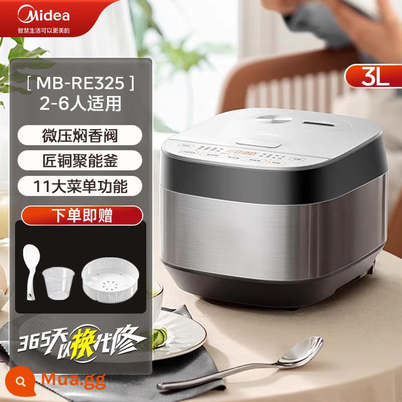 Nồi cơm điện hoàn toàn thông minh 3 lít của Midea là sản phẩm chủ lực chính thức của dòng nồi cơm điện đa năng gia đình 2-4 người dung tích nấu nướng nhỏ. - xám nhạt