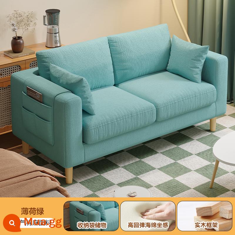 Sofa vải phòng khách 2023 mới khối đậu phụ đơn đơn giản hiện đại cho thuê ghế sofa đôi cho căn hộ nhỏ - Màu xanh bạc hà [hoàn toàn có thể tháo rời và giặt được + kiểu xốp]