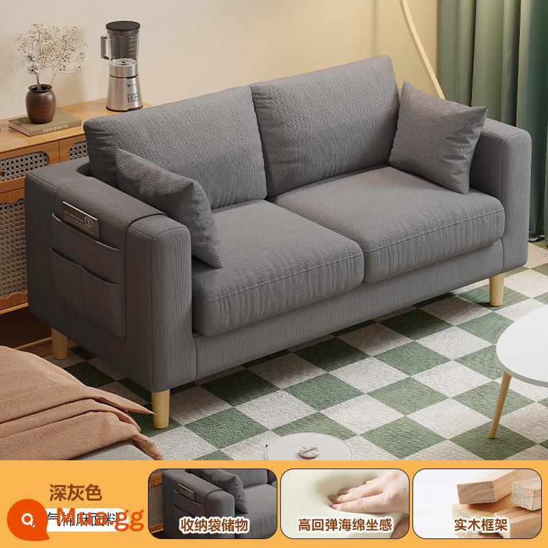 Sofa vải phòng khách 2023 mới khối đậu phụ đơn đơn giản hiện đại cho thuê ghế sofa đôi cho căn hộ nhỏ - Màu xám đậm [hoàn toàn có thể tháo rời và giặt được + kiểu xốp]