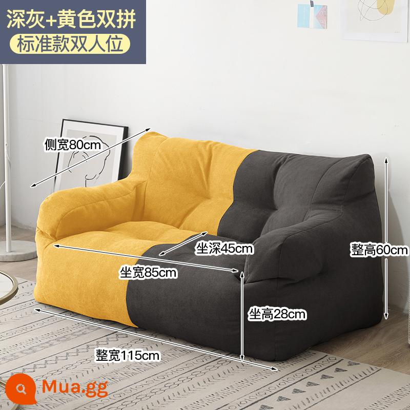 Sofa lười chiếu tatami đơn đôi lưới đỏ ins phong cách cho thuê nhà phòng ban công nằm sàn phòng ngủ sofa nhỏ - Màu xám đậm và màu vàng [kiểu tiêu chuẩn dành cho hai người]