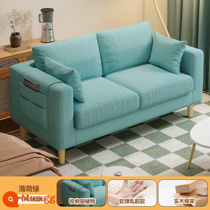 Sofa vải phòng khách 2023 mới khối đậu phụ đơn đơn giản hiện đại cho thuê ghế sofa đôi cho căn hộ nhỏ - Màu xanh bạc hà [hoàn toàn có thể tháo rời và giặt được + kiểu cao su]