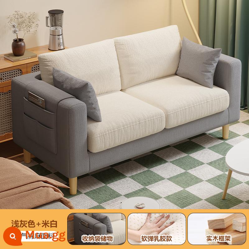 Sofa vải phòng khách 2023 mới khối đậu phụ đơn đơn giản hiện đại cho thuê ghế sofa đôi cho căn hộ nhỏ - Xám nhạt + trắng nhạt [hoàn toàn có thể tháo rời và giặt được + kiểu cao su]