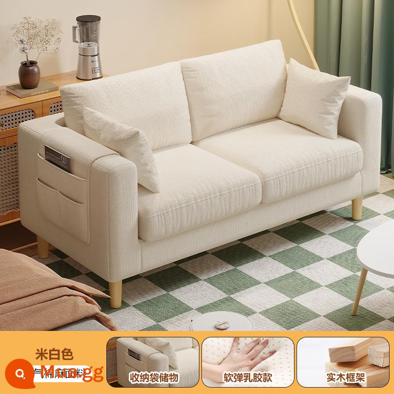 Sofa vải phòng khách 2023 mới khối đậu phụ đơn đơn giản hiện đại cho thuê ghế sofa đôi cho căn hộ nhỏ - Màu trắng nhạt [hoàn toàn có thể tháo rời và giặt được + kiểu cao su]