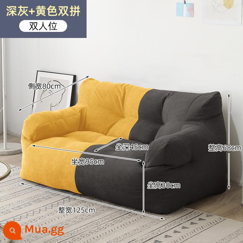 Sofa lười chiếu tatami đơn đôi lưới đỏ ins phong cách cho thuê nhà phòng ban công nằm sàn phòng ngủ sofa nhỏ - Màu xám đậm và màu vàng [mẫu cực lớn dành cho hai người]