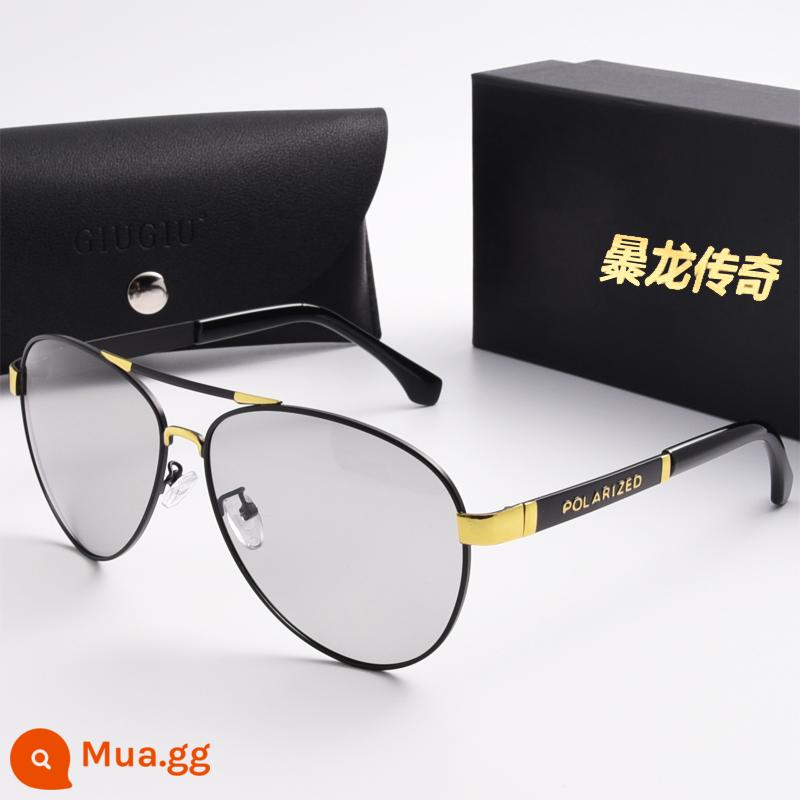 㬥Dragon Legend Sunglasses Men's Polarized Driver Kính đặc biệt Kính râm nam hợp thời trang Gương đổi màu ngày và đêm sử dụng kép - Viên đổi màu khung vàng đen có thể sử dụng cả ngày lẫn đêm