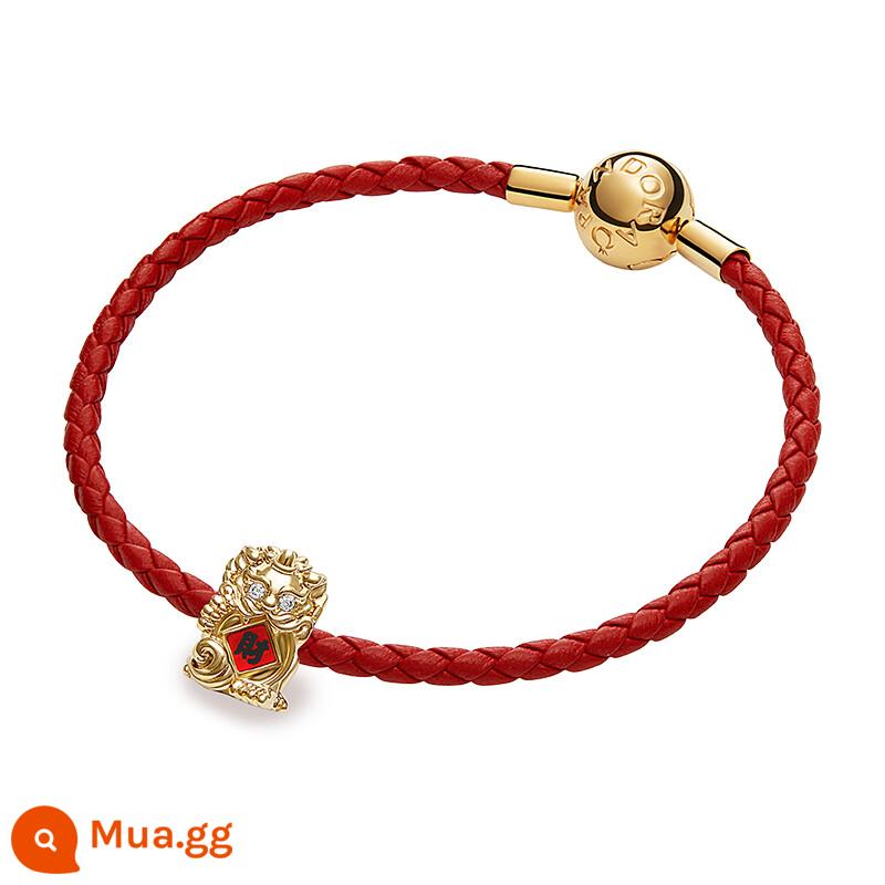 [Quà tặng năm mới] Vòng tay Pandora Pandora Little Golden Dragon Story, Túi phước lành năm hoàng đạo, Dây đỏ Tỳ hưu - Tỳ Hưu May Mắn-17.5CM