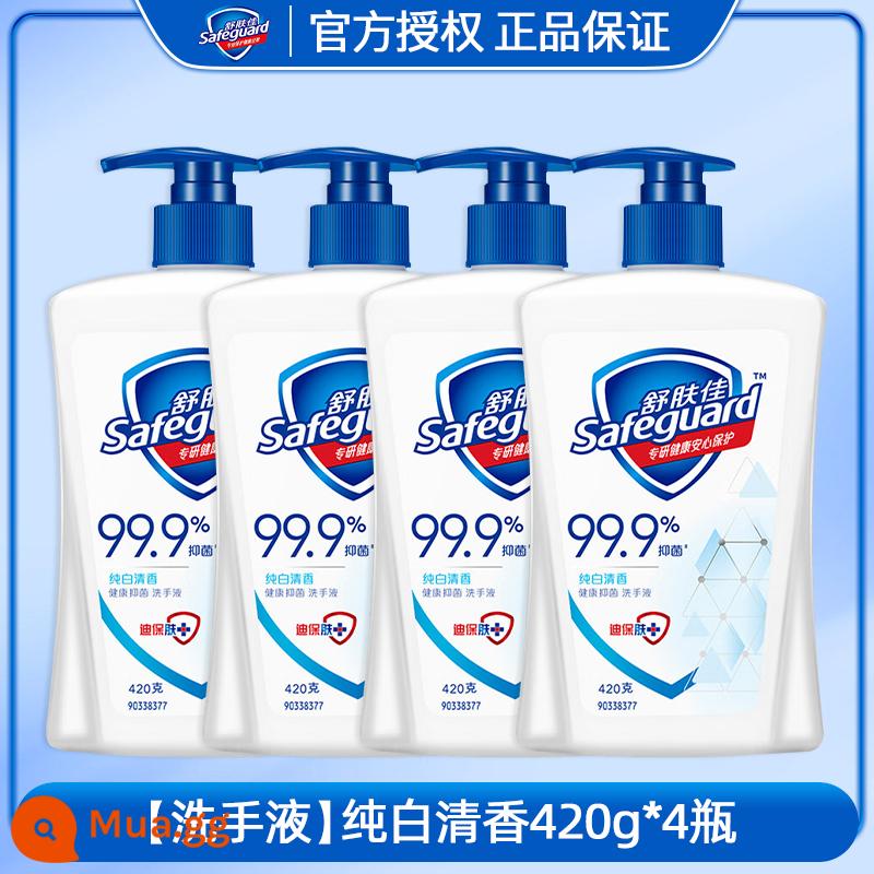 Bảo vệ nước rửa tay kháng khuẩn gia dụng chai lớn di động 420ml dành cho trẻ em không bọt đích thực cửa hàng hàng đầu chính hãng - Nước hoa trắng tinh khiết 420ml*4 chai