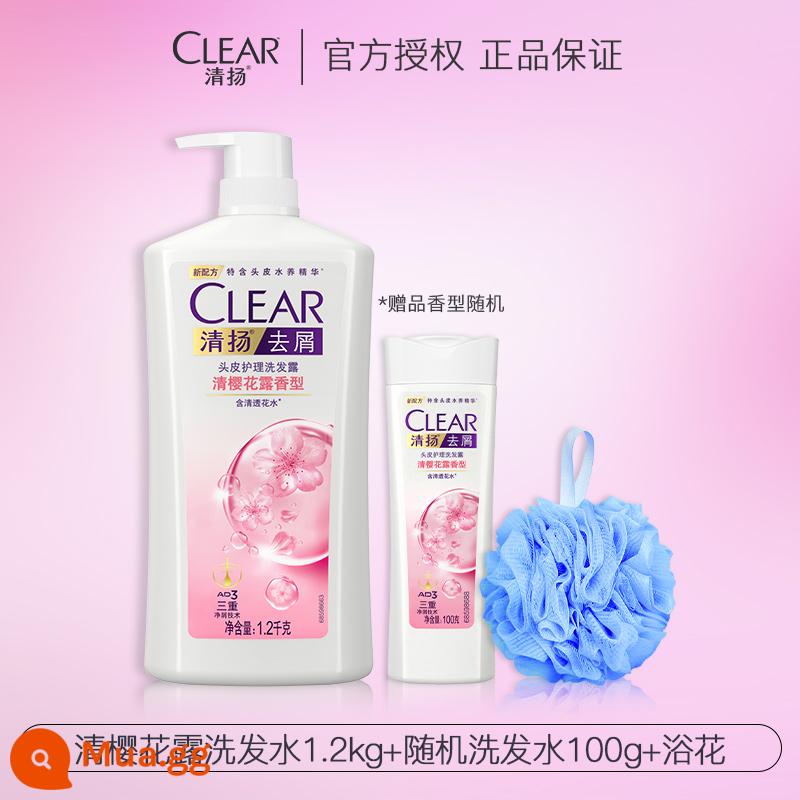 Dầu gội Clear trị gàu và ngứa cho nam và nữ Kem gội trị gàu chính hãng cửa hàng flagship gói 900g dành cho gia đình - Clear Sakura Dew 1200g + Dầu Gội Random 100g*1 chai