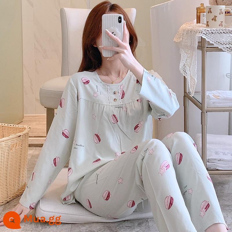 Bộ đồ ngủ cotton lụa mùa xuân và mùa thu mới 2023 cho nữ mùa hè mỏng cotton lụa mùa hè bộ quần áo mặc ở nhà điều hòa không khí - HDX dài tay-TT008-nữ