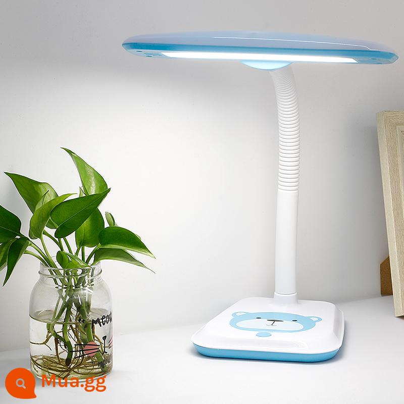 LED Bàn đèn bảo vệ mắt bàn dành cho sinh viên trẻ em sinh con phòng ngủ ký túc xá -trong bộ phim hoạt hình viết đèn viết đèn đọc - Kiểu mờ ba màu cắm màu xanh lam