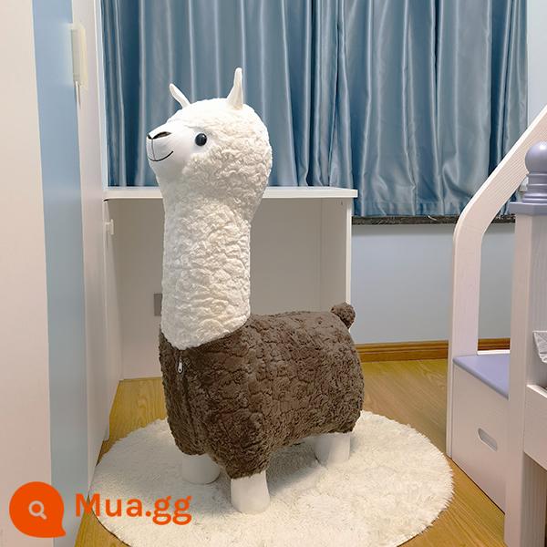 Quá Khổ Sáng Tạo Alpaca Ghế Động Vật Phân Tầng Trang Trí Thủ Công Giày Thay Đổi Phân Tân Gia Di Chuyển Quà Tặng Ngày Lễ - Alpaca nâu 1,05 mét (lông cừu dày)