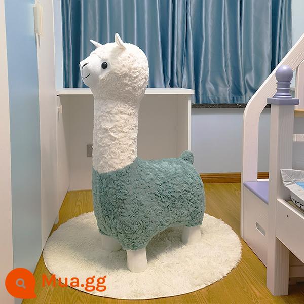 Quá Khổ Sáng Tạo Alpaca Ghế Động Vật Phân Tầng Trang Trí Thủ Công Giày Thay Đổi Phân Tân Gia Di Chuyển Quà Tặng Ngày Lễ - Alpaca xanh đậm 1,05 mét (lông cừu dày)