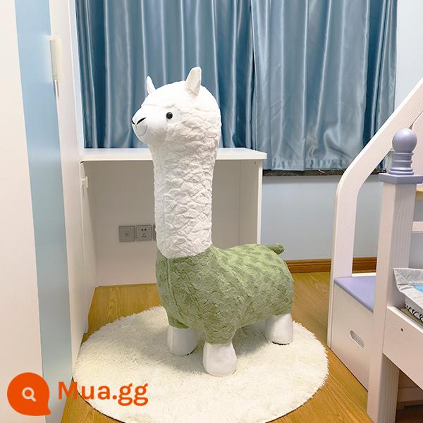 Quá Khổ Sáng Tạo Alpaca Ghế Động Vật Phân Tầng Trang Trí Thủ Công Giày Thay Đổi Phân Tân Gia Di Chuyển Quà Tặng Ngày Lễ - Alpaca xanh 1,05 mét (lông cừu dày)