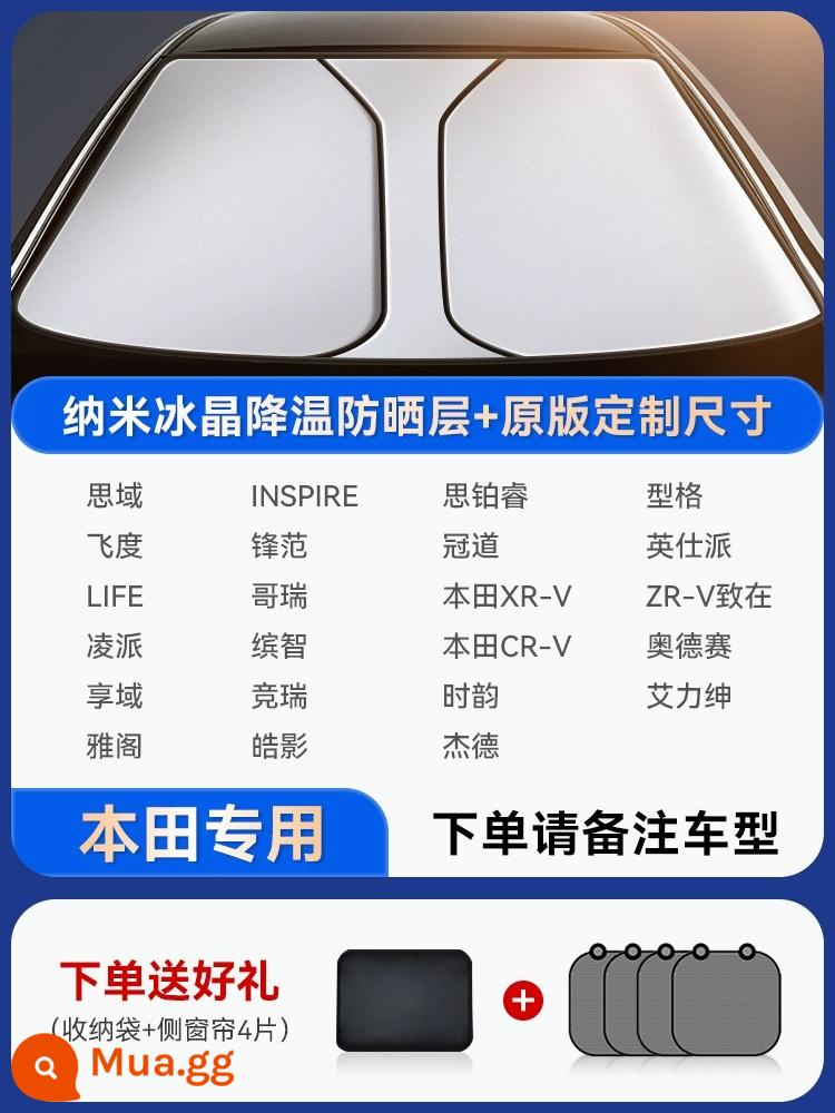 Tấm Che Nắng Ô Tô Kem Chống Nắng Cách Nhiệt Bóng Màn Gear Bao Kính Trước Ô Tô Dù Bãi Đậu Xe Hiện Vật Xe Ô Tô - [Dành riêng cho Honda] Kích thước tùy chỉnh ◆Cách nhiệt tinh thể băng Nano của Đức ◆ Tặng kèm 4 tấm bảo vệ bên hông + túi đựng.