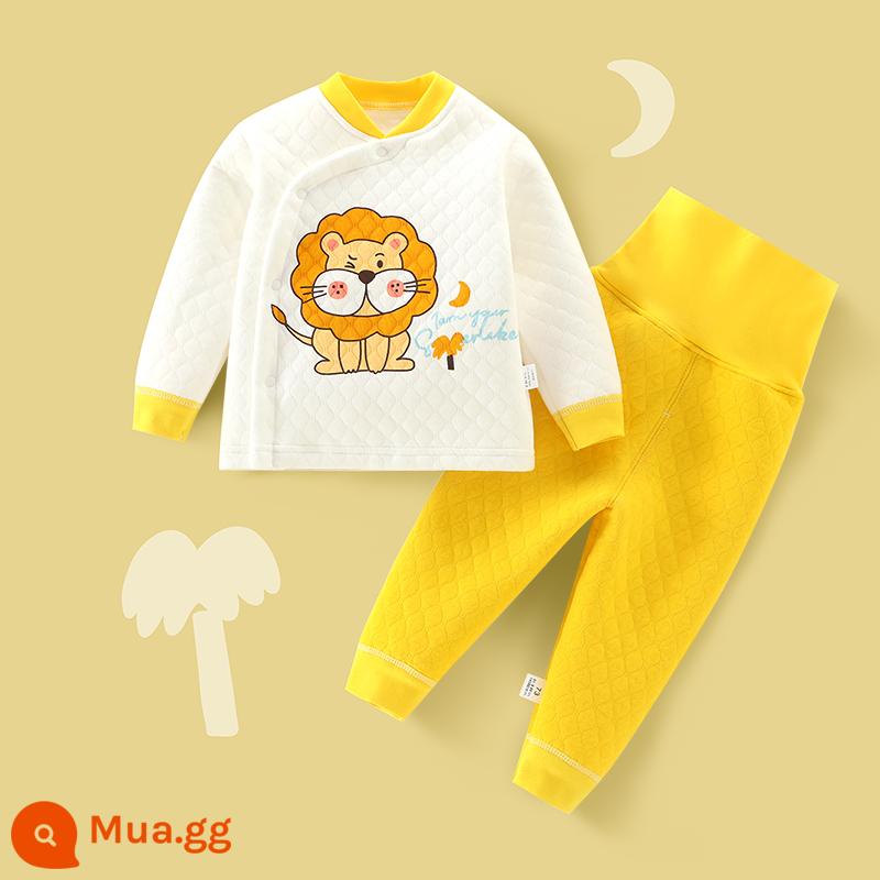 Bộ đồ mặc quần áo ấm của em bé, quần áo cotton, quần áo cotton trẻ em - Sư tử nhỏ vàng (eo cao)