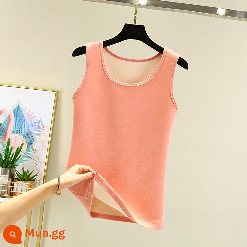 Áo vest nhung Đức dành cho nữ mùa thu đông cộng với áo vest cổ tròn dày dặn bằng nhung có áo khoác mùa thu bên trong áo sơ mi đế ấm chải cỡ lớn - quả anh đào