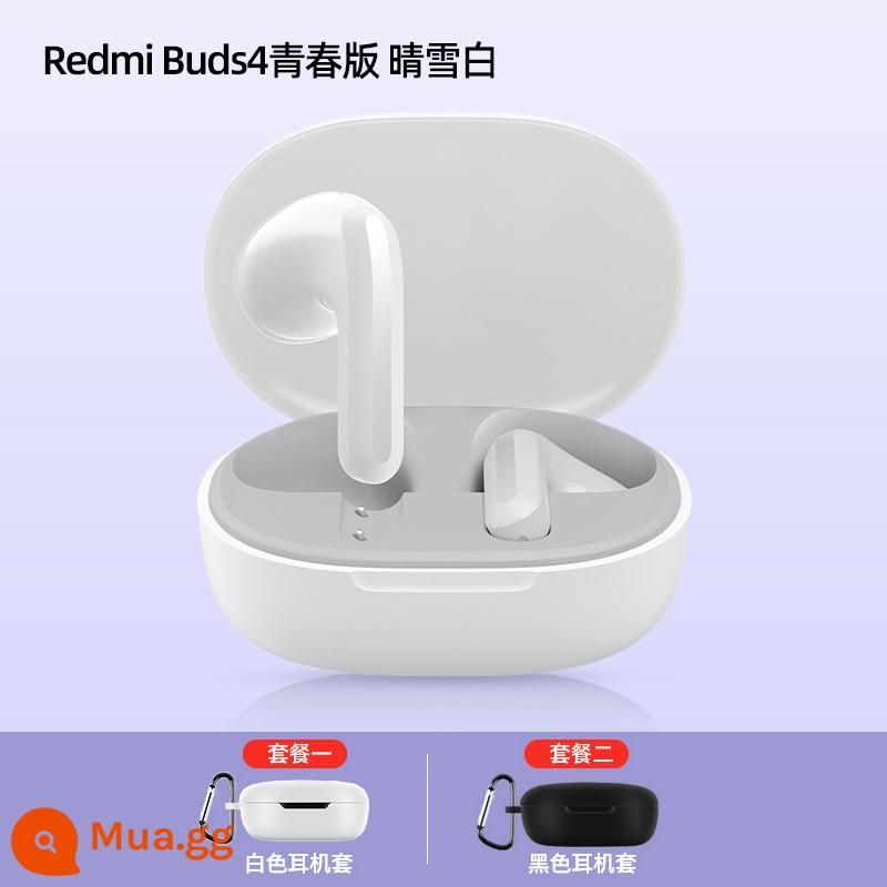 Tai nghe bluetooth không dây Xiaomi gạo đỏ giảm tiếng ồn thể thao mới 2023 âm thanh chất lượng cao nam và nữ phù hợp với Apple Huawei - tuyết trắng trong vắt