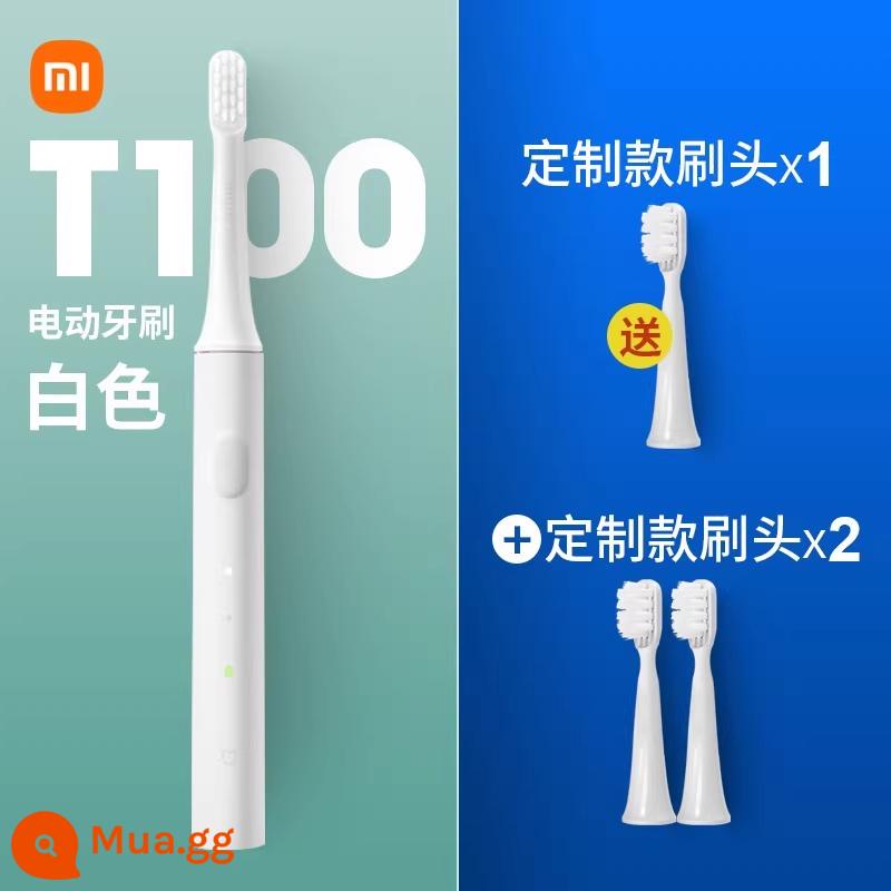 Bàn chải đánh răng điện Xiaomi T100 Bàn chải đánh răng trẻ em có thể sạc lại Mijia bàn chải mềm dành cho người lớn cặp đôi sinh viên tiệc bé trai và bé gái - [Gói] Trắng + đầu bàn chải tùy chỉnh 3