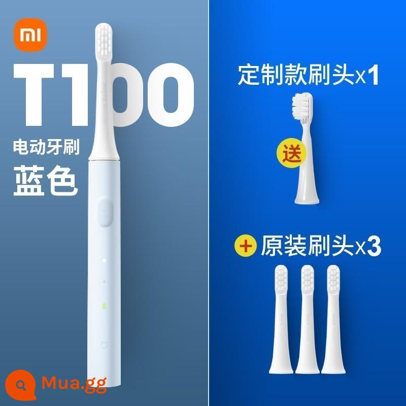 Bàn chải đánh răng điện trẻ em Xiaomi t100 bàn chải đánh răng điện sonic trên 6 tuổi, lông mềm, nhẹ, có thể sạc lại, làm sạch hoàn toàn tự động - T100 xanh + 3 đầu cọ chính hãng + đầu cọ dự phòng tặng kèm